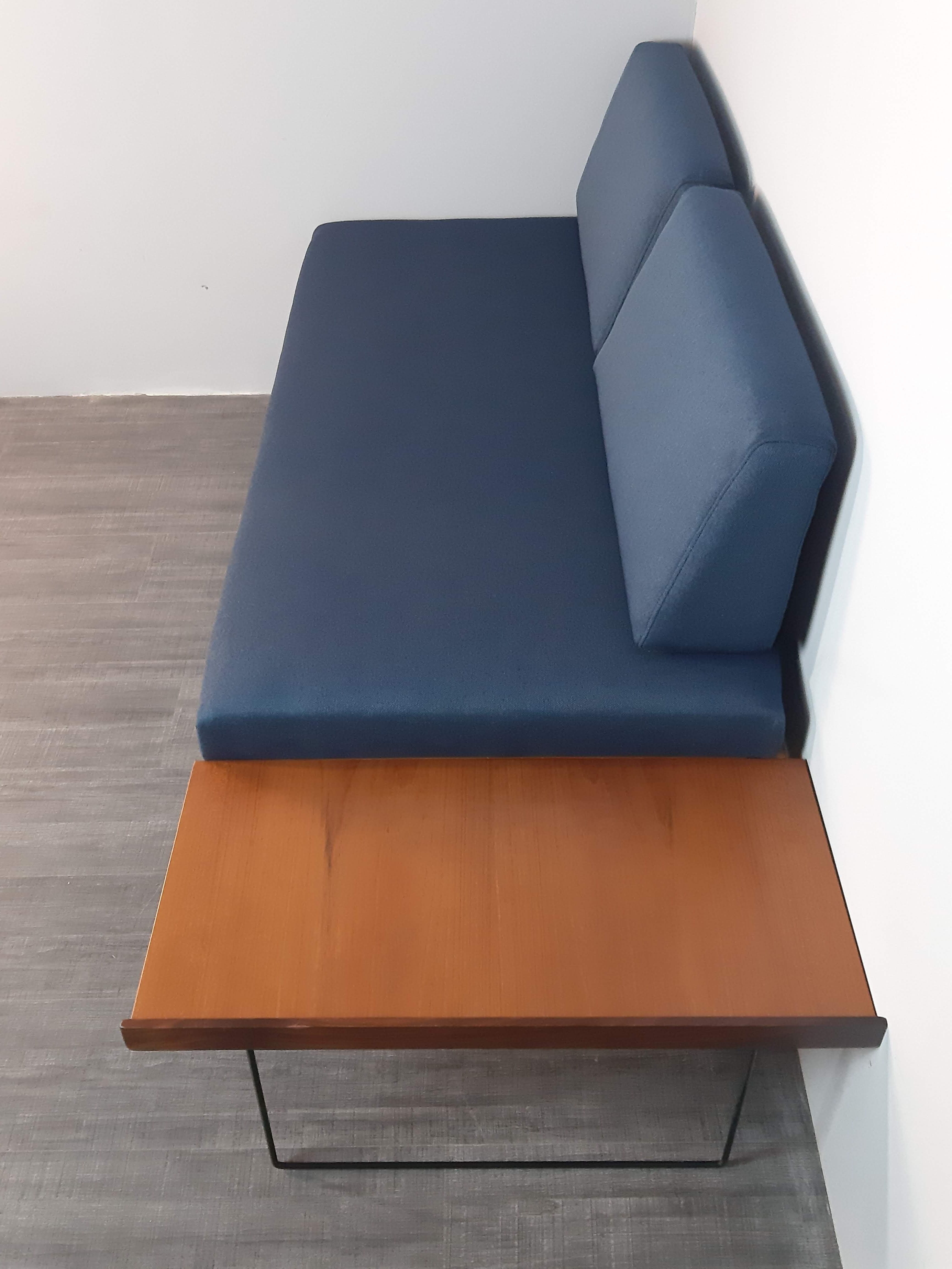Daybed teck blue fabric Ingmar Relling by Ekornes vintage scandinavian