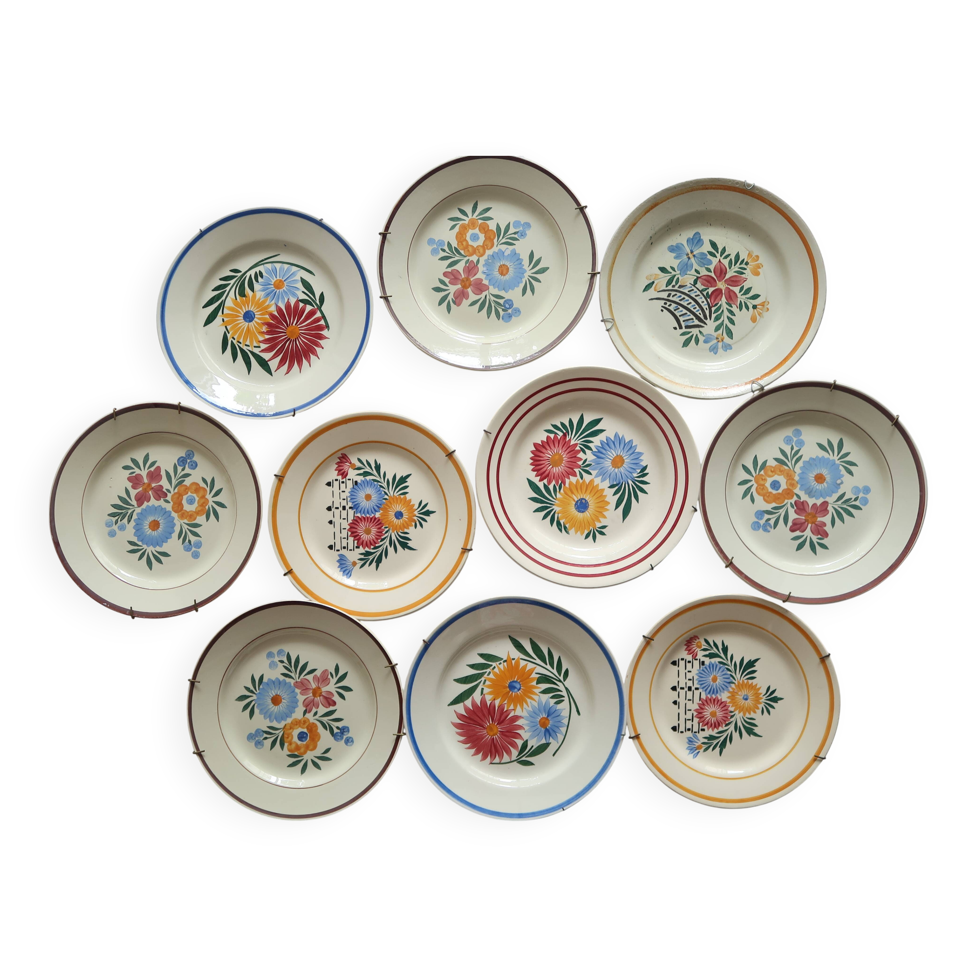 Set of 10 flower wall plates