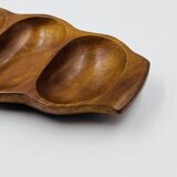 Segmented wooden plateau carved from exotic wood, Asia, 1970s.