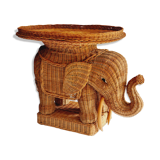 Side table or end of elephant sofa in wicker and rattan 70'