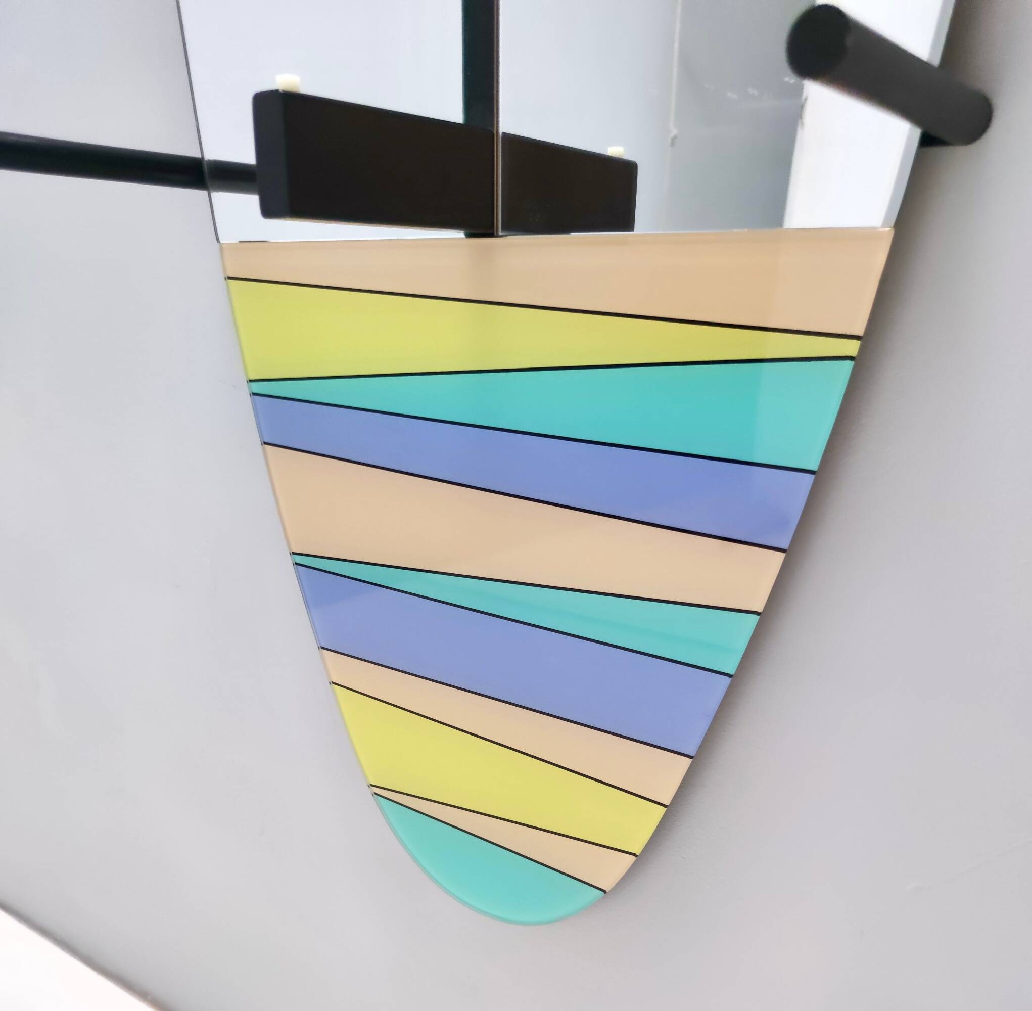 Oval Wall-Mounted Entryway Mirror and Console Table with Glass Top