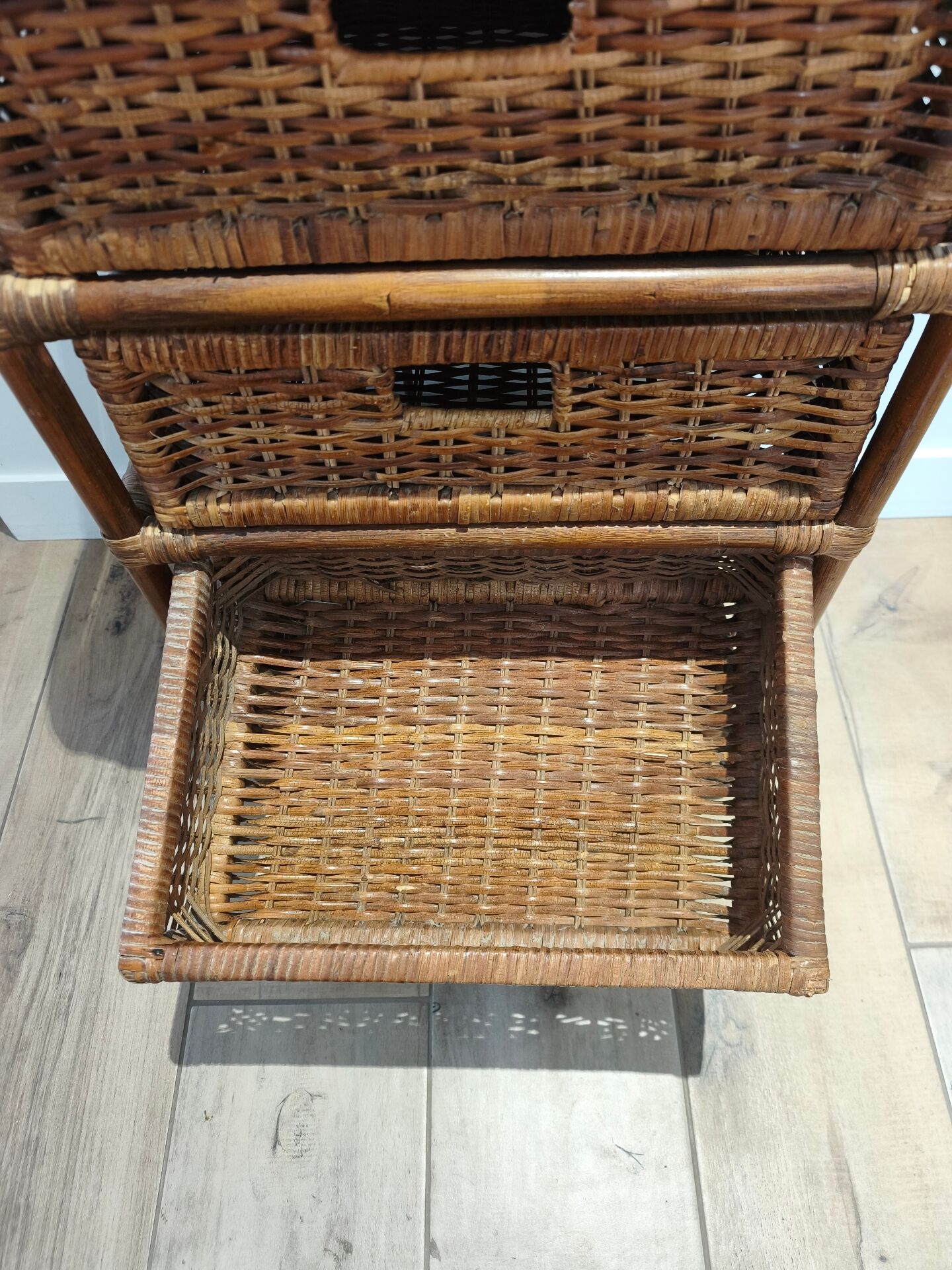 Rattan wicker drawer unit