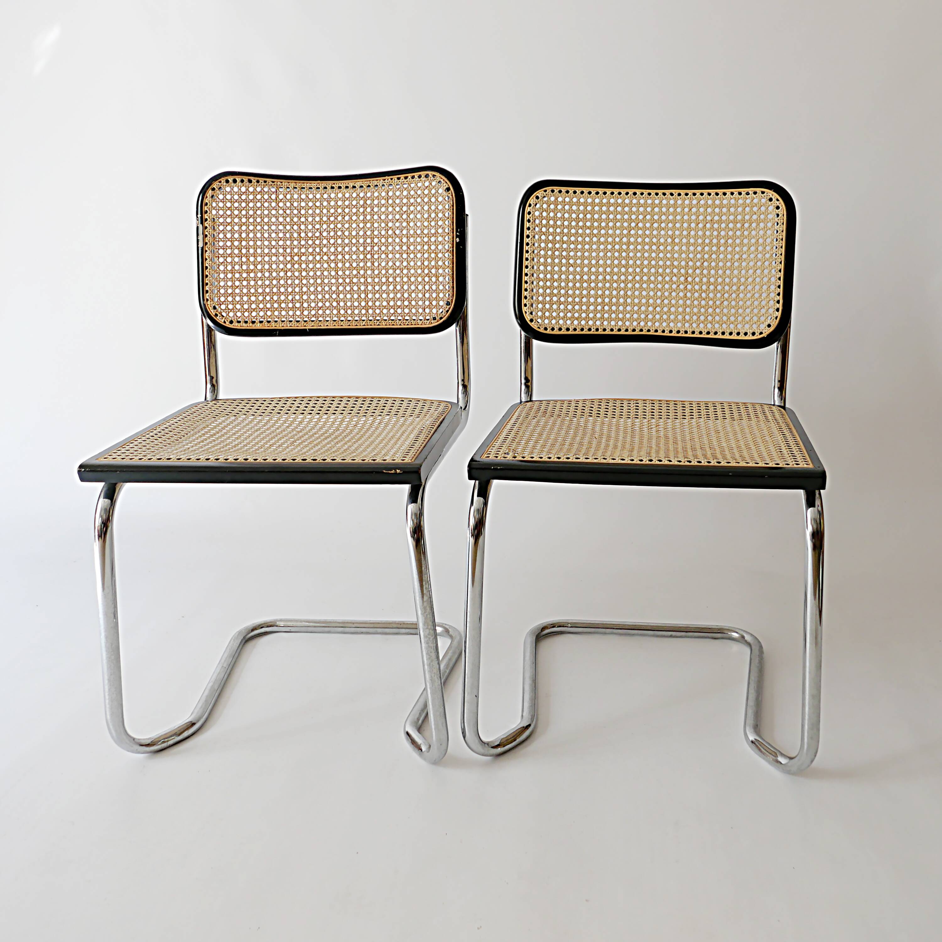 pair of Cesca chairs by Marcel Breuer 1960s 1970s in vintage cane