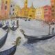 Huile sur panneau du Grand Canal à Venise