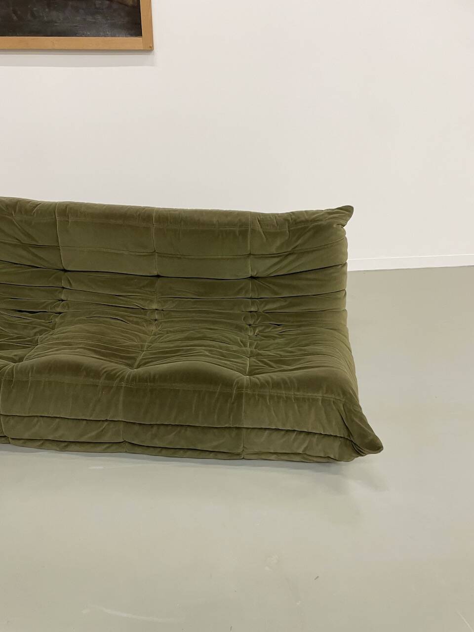 Vintage 2 and 3 seater green velvet togo set