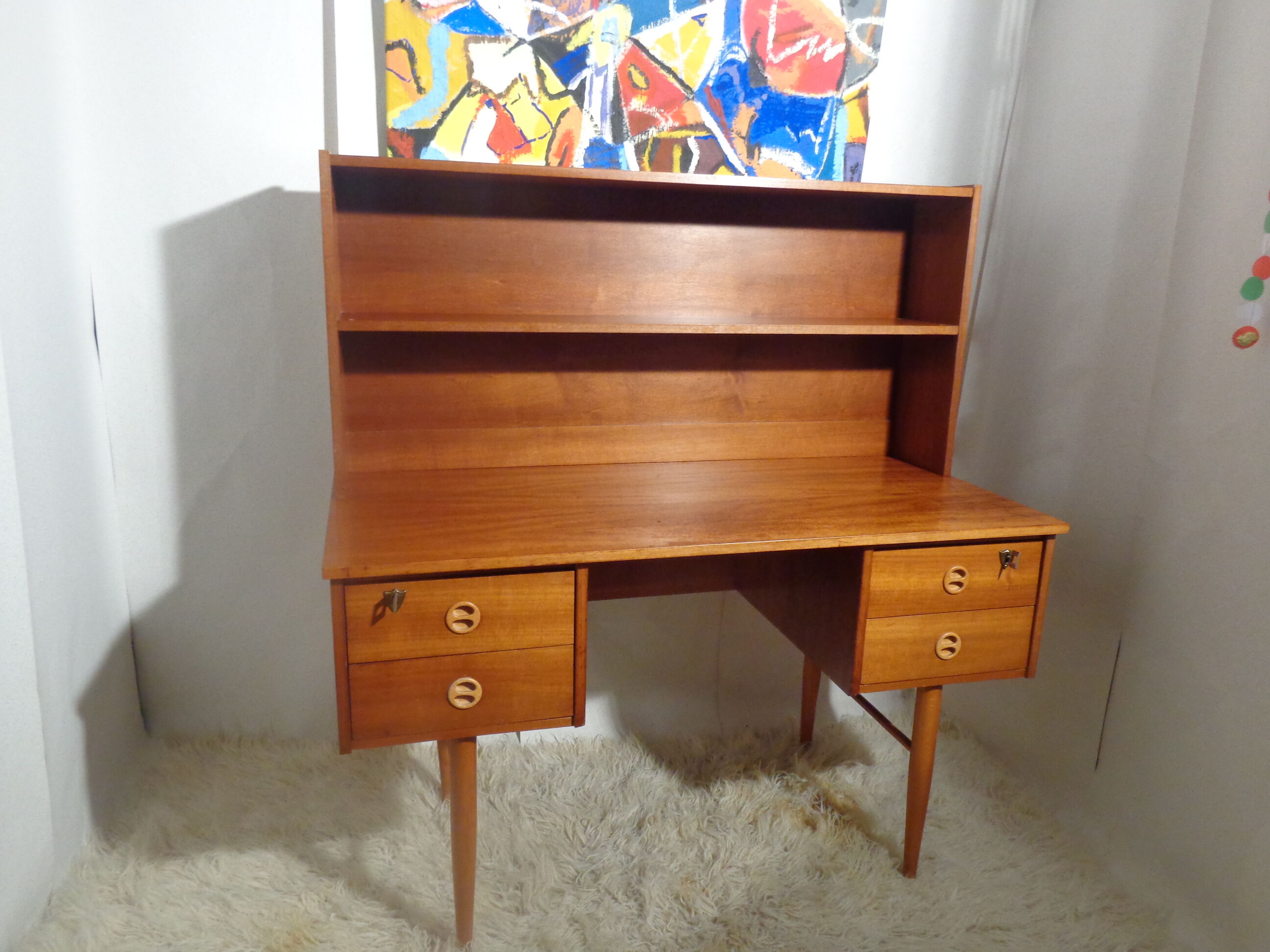 Scandinavian vintage 1960s desk with removable shelf