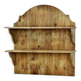 Étagère murale de cuisine en bois massif avec crochets