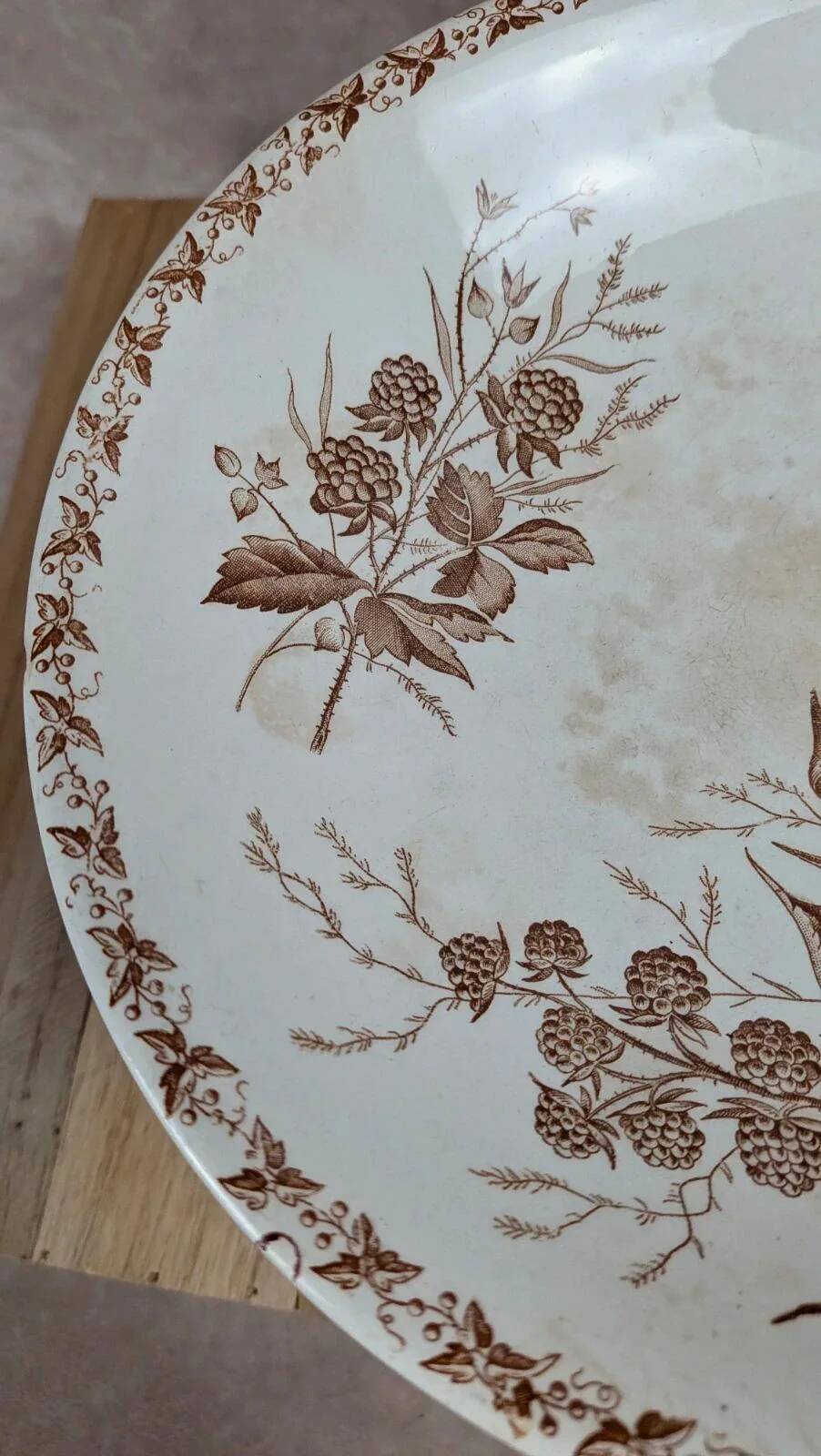 Antique compotier Badonviller model Blackberry in ironstone