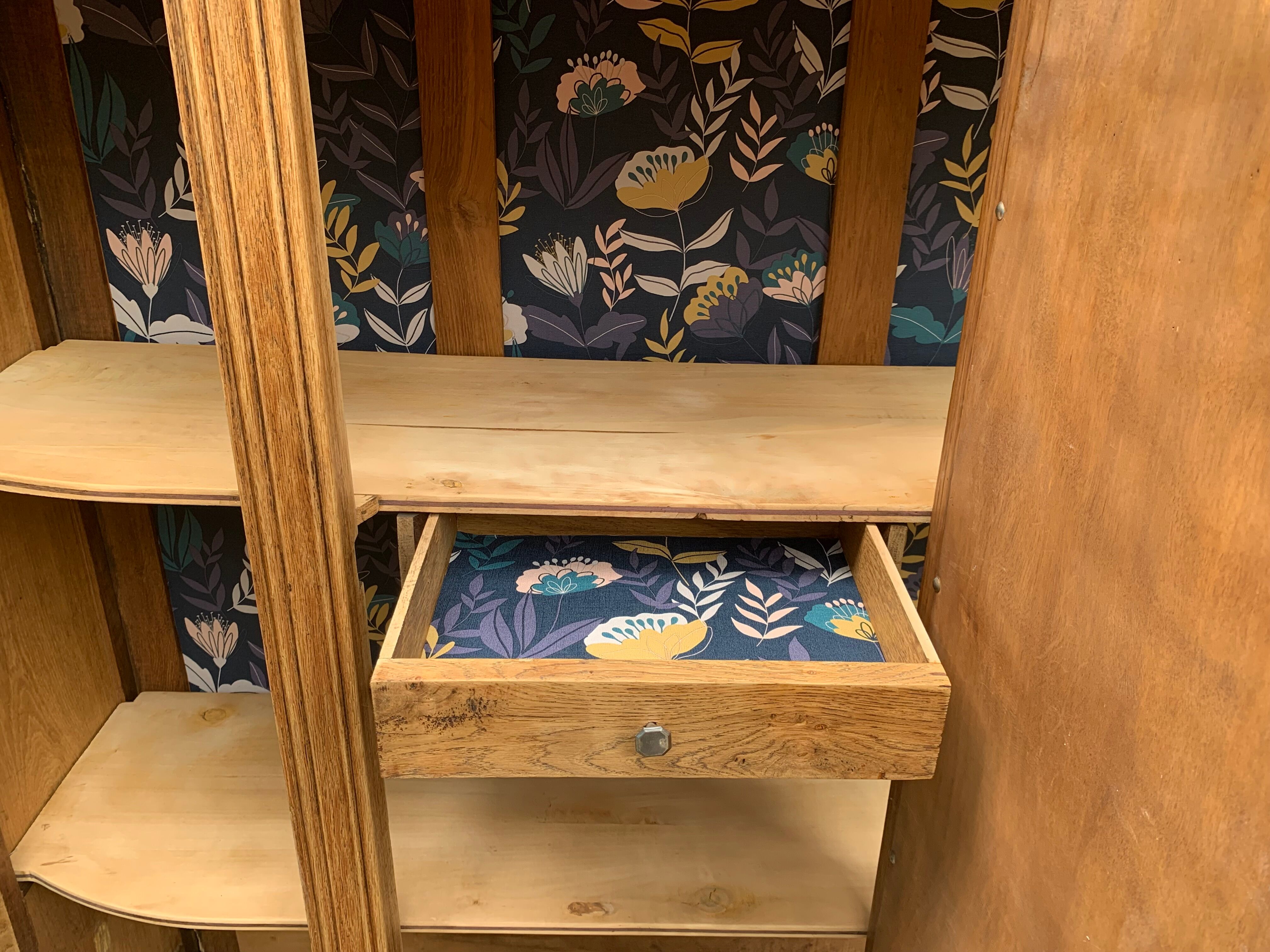 Parisian art deco wardrobe solid raw oak 1930