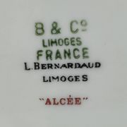Six flat plates Alcée model porcelain Bernardaud Limoges floral decoration