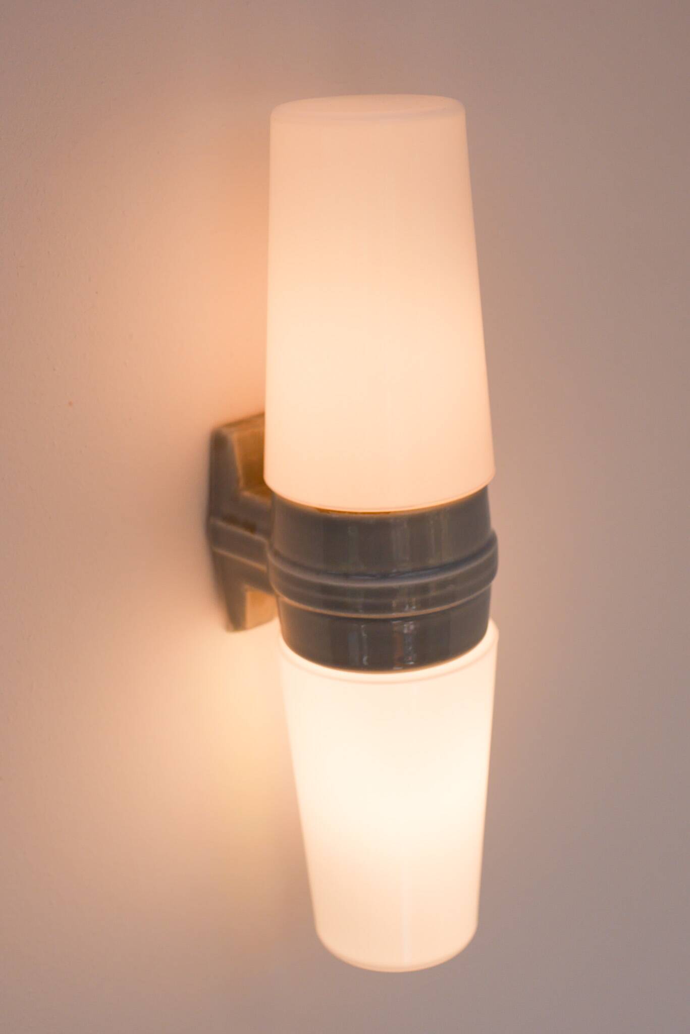 Large Mid-Century Modern Pale Grey Bathroom Sconce by Sigvard Bernadotte