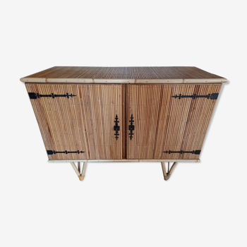 Buffet en rotin et bambou fendu vintage