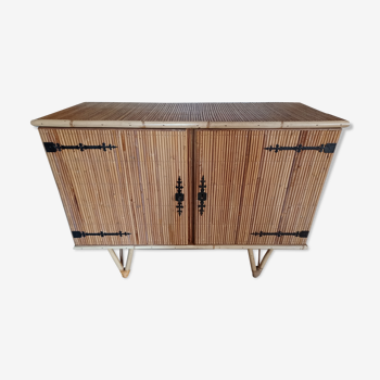 Buffet in rattan and vintage split bamboo
