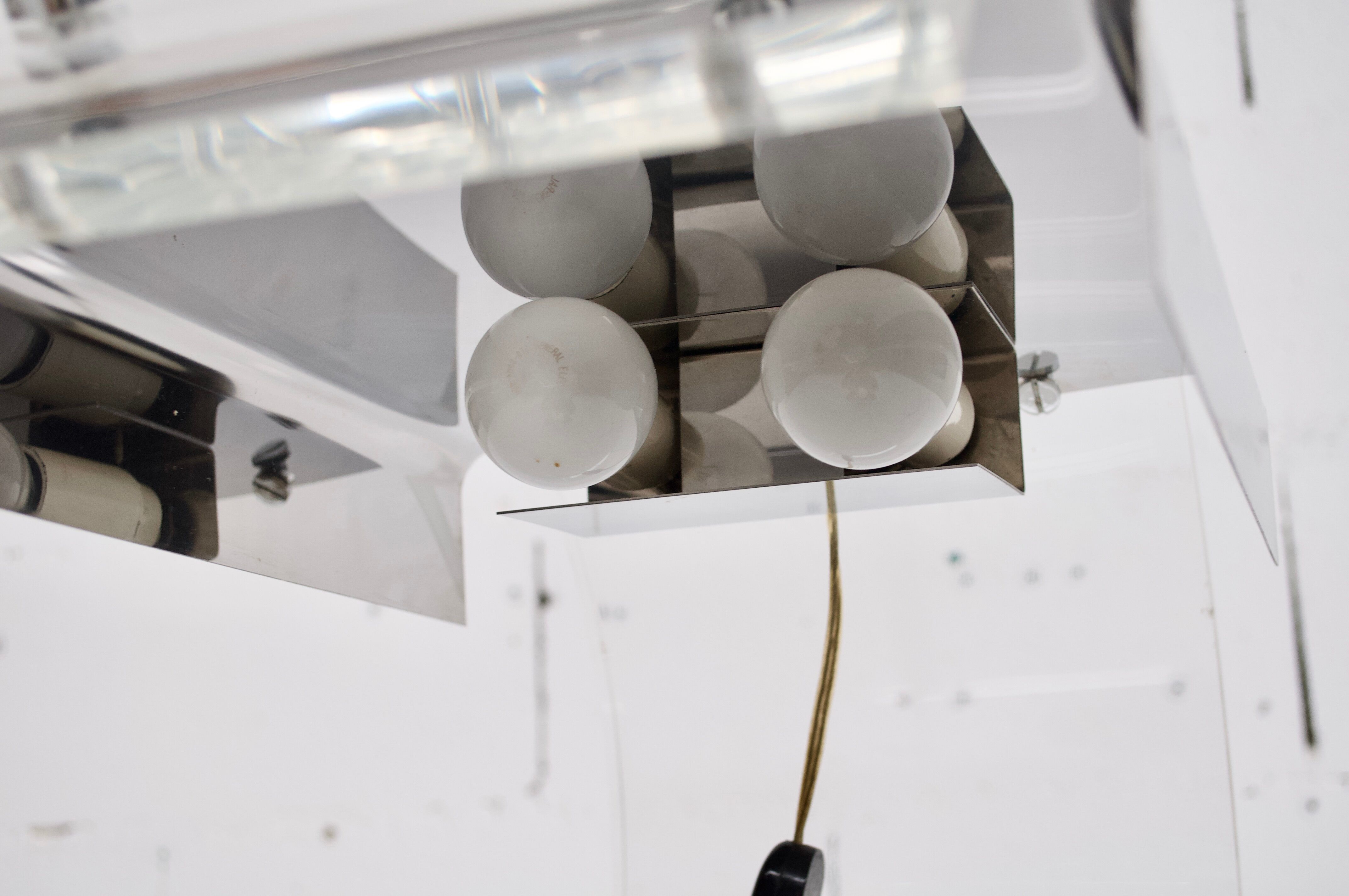 Perspex desk lamp and 1970s metal Jacques Charpentier