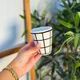 Tisslit glass, handcrafted with a black and white checkered pattern.
