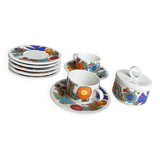 Ensemble sous-tasses, tasses, ramequin porcelaine service Acapulco Villeroy et Boch