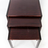 Set of nesting tables in dark wood of Danish design from the 1960s