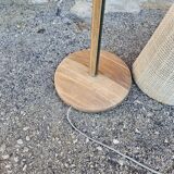 Scandinavian floor lamp in oak metal and fabrics from the 60s