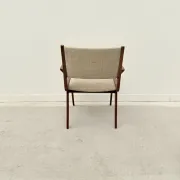 Chaise avec accoudoirs en teck et tissu, 1950