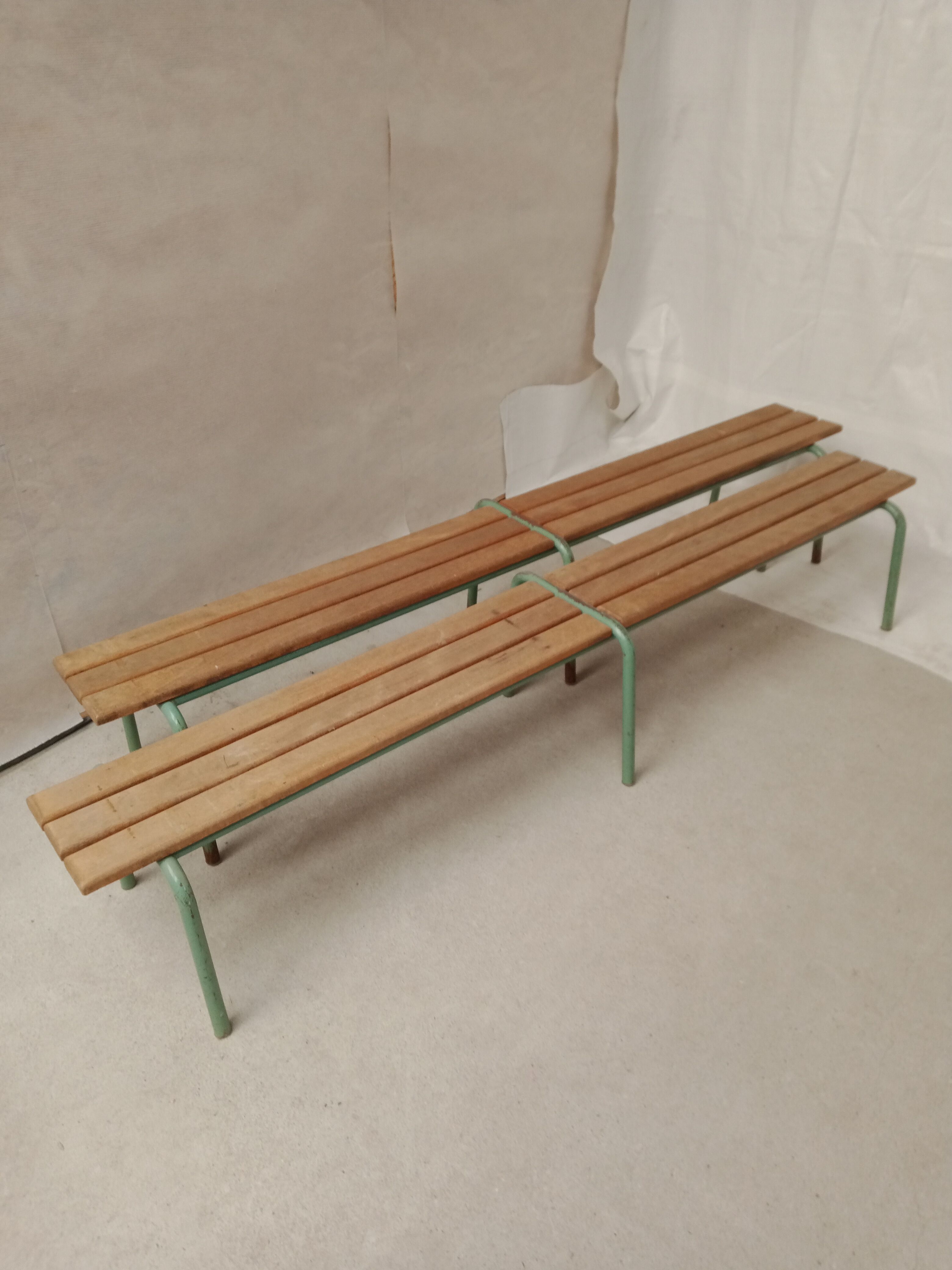 Lot of 2 former school benches