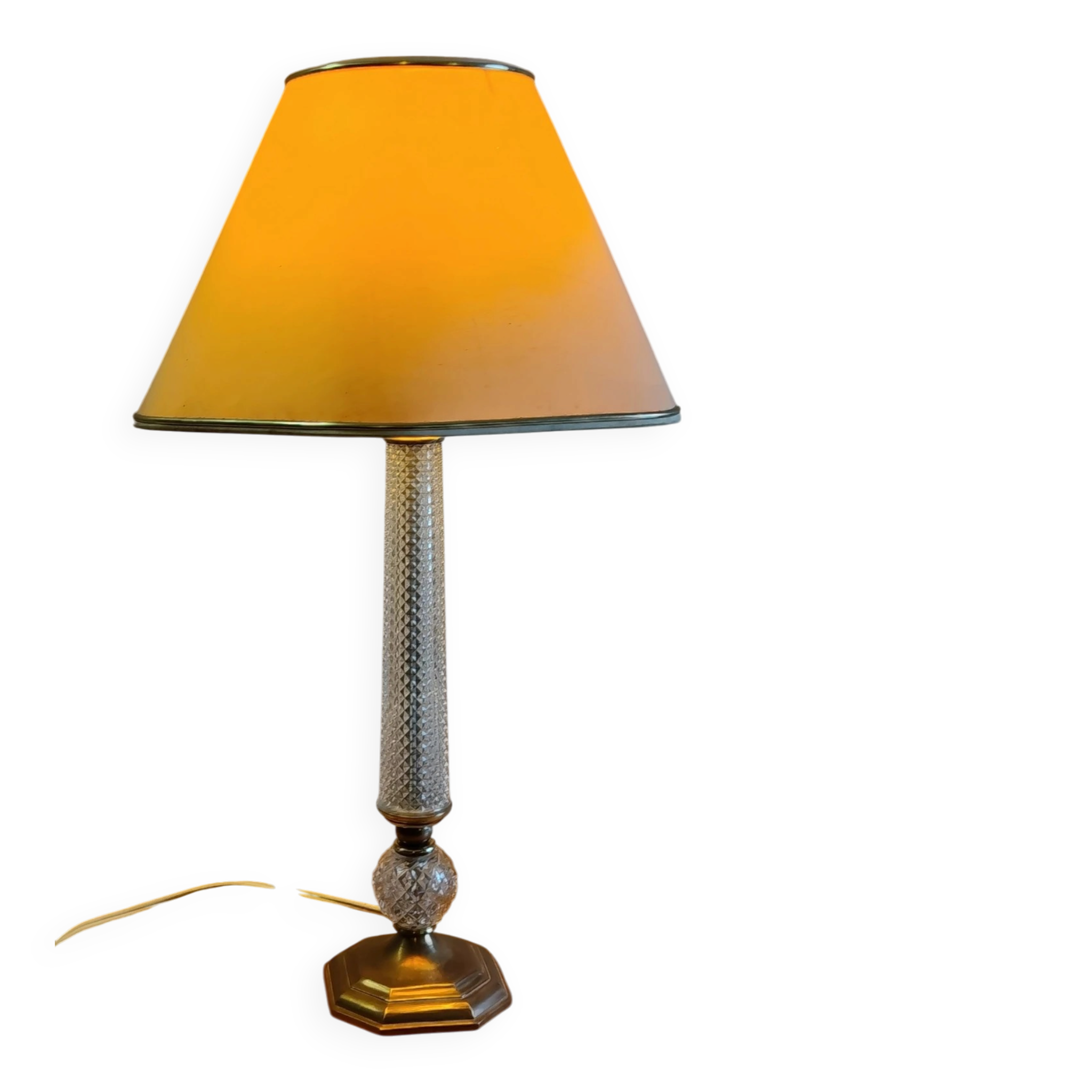 Neo-classical table lamp base in glass and gilded brass - mid 20th century