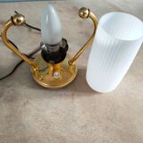 Vintage lamp in opaline and brass