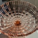 Pink glass coupe footed H20 D 15.5