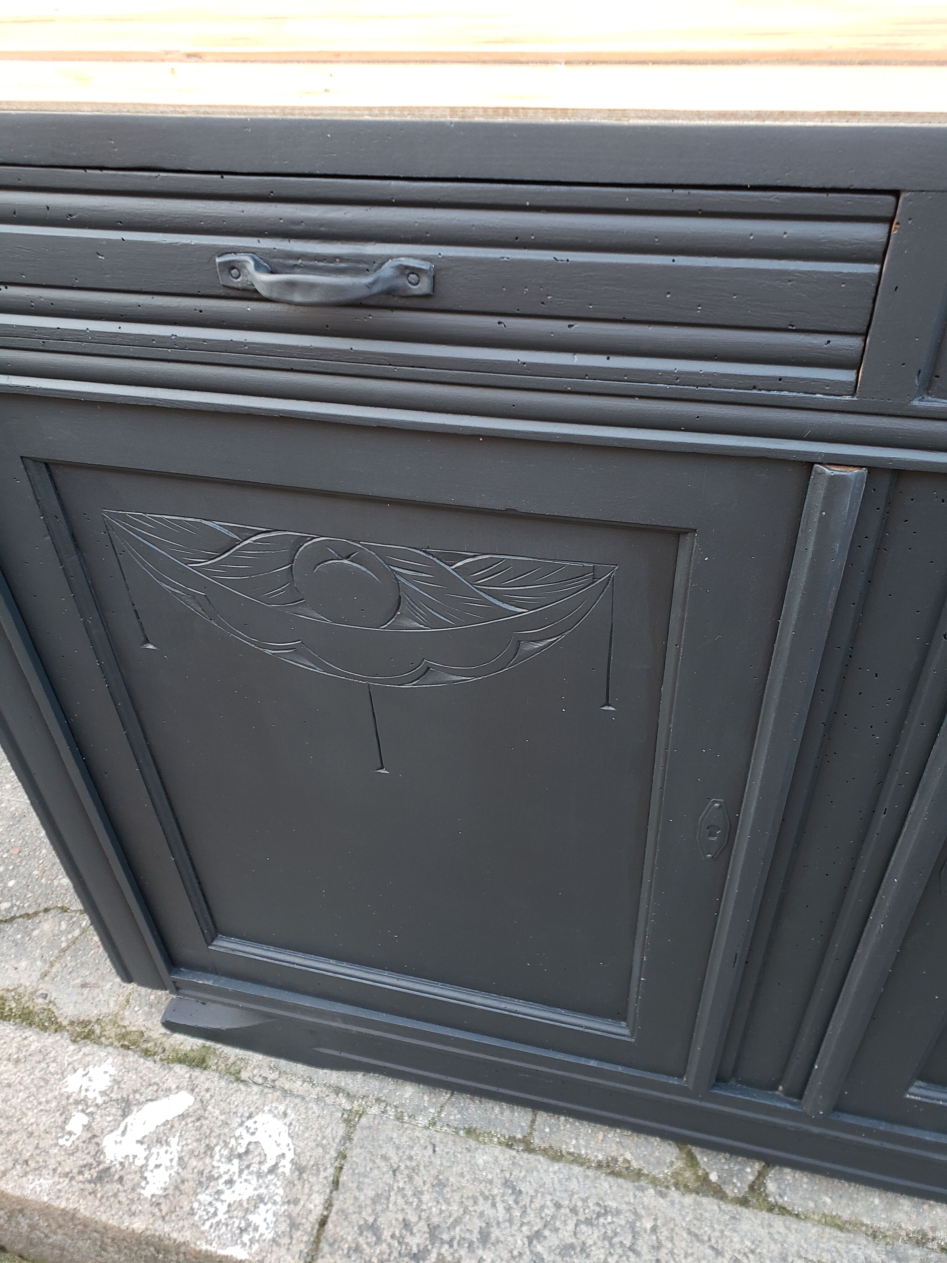 Vintage art deco abyssal blue buffet