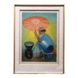 Lithograph "The Seller with the Parasol", Louis Toffoli (1907-1999)