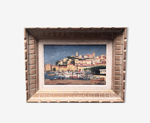 Tableau ancien "Port méditerranéen" 1946