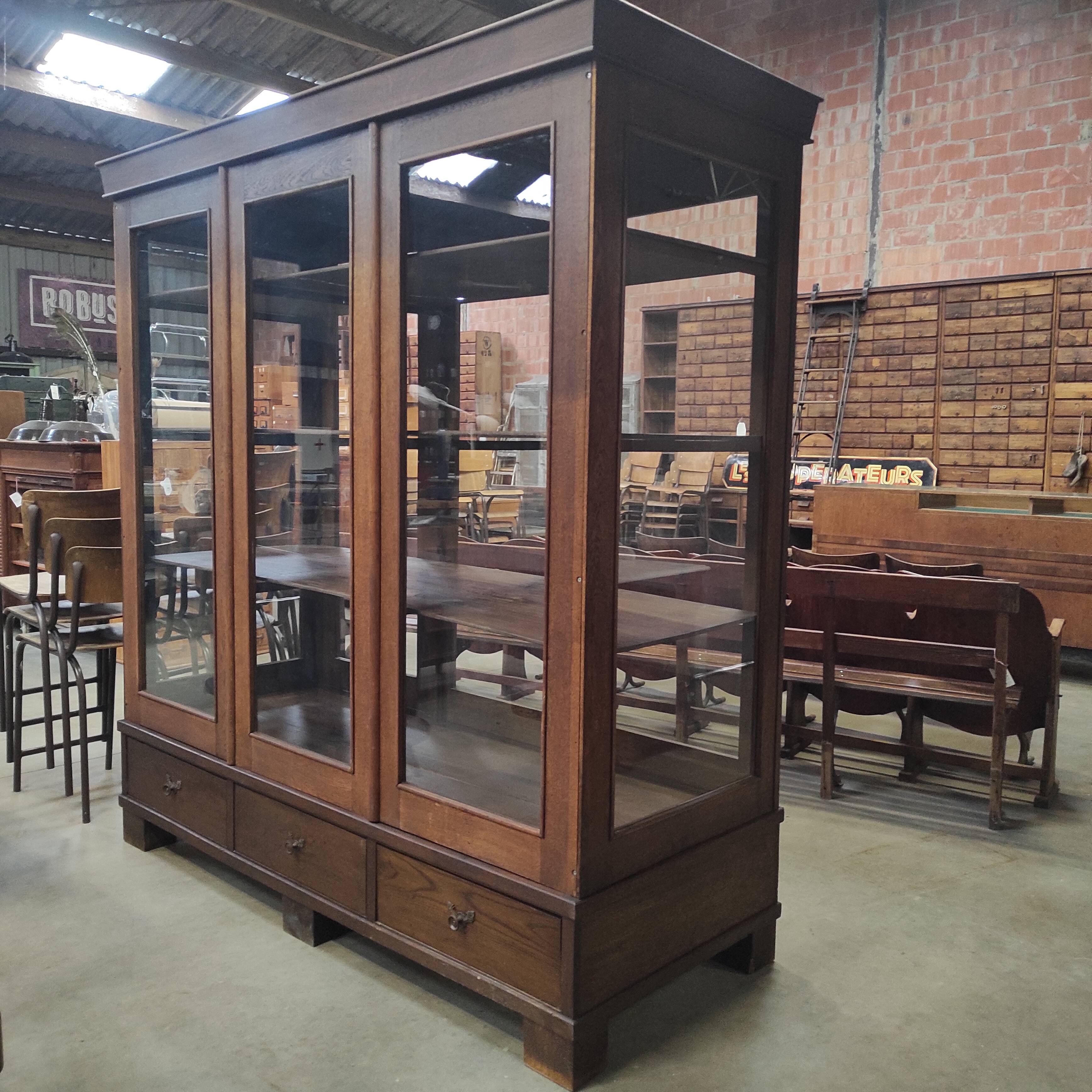 Vitrine de musée 6 tiroirs, vers 1900