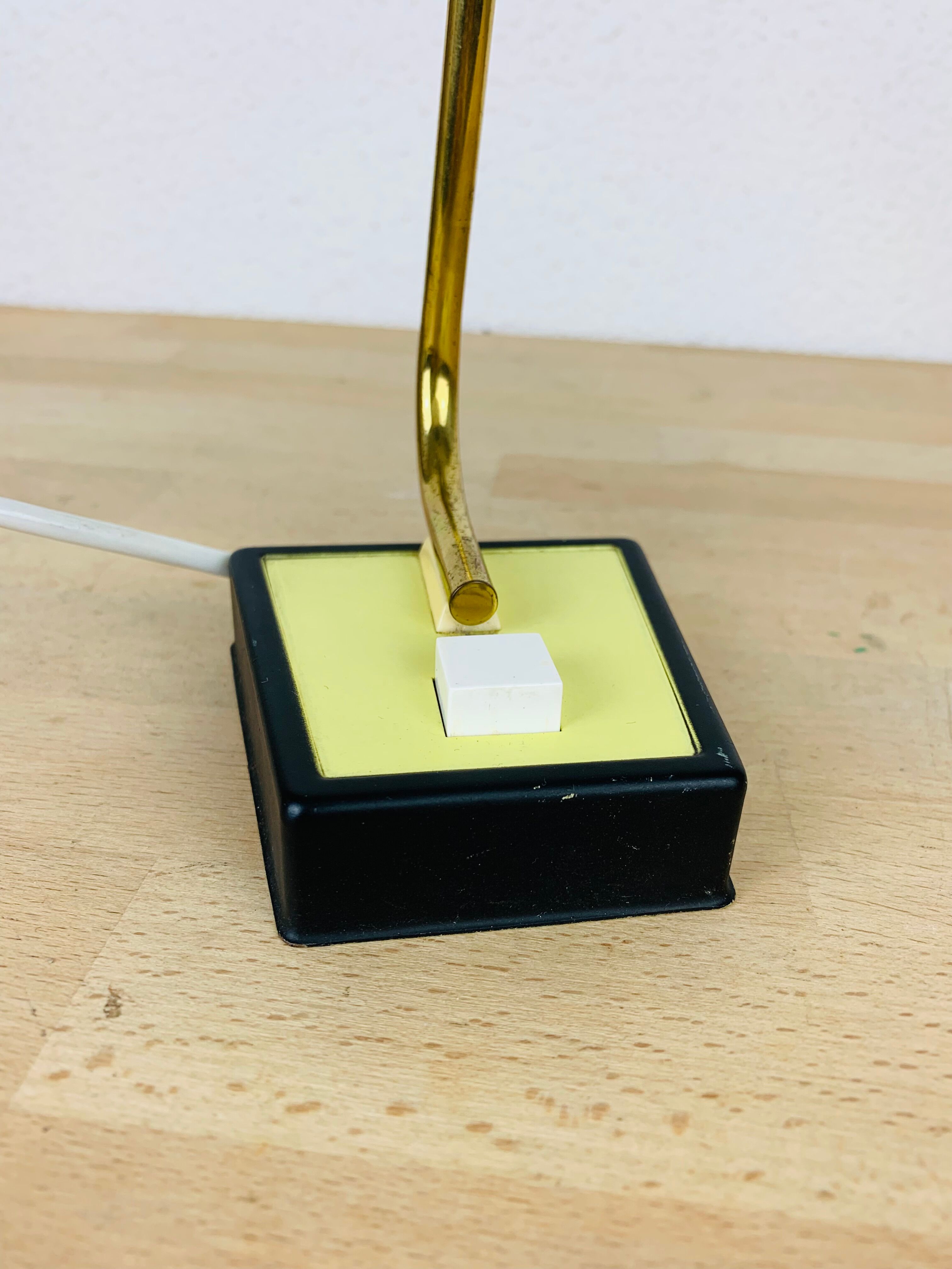 Opaline brass casserole lamp 50s