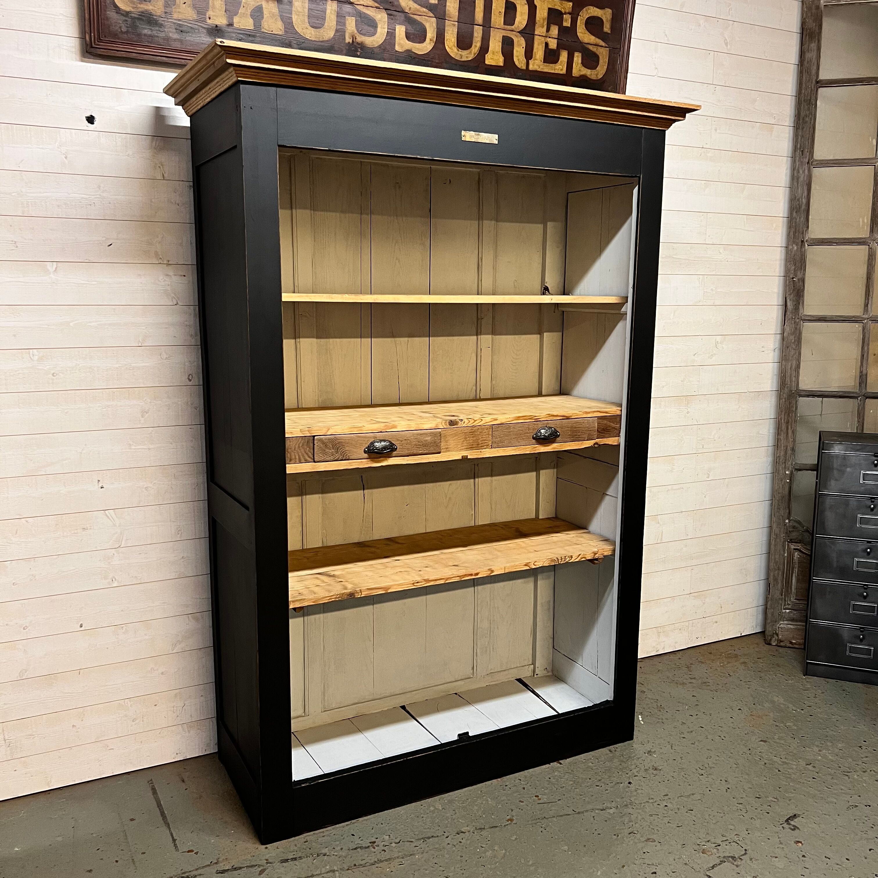 Patinated chestnut cabinet bookcase