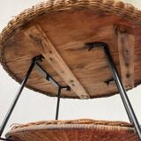 Round wicker coffee table from the 60s
