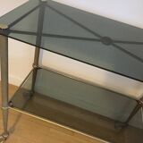 70s Furniture Glass and Brass Trolley on Wheels