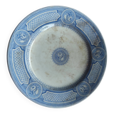 Assiette de présentation à roses bleues Terre de Fer XIXe