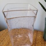 Vase carré en verre bullé
