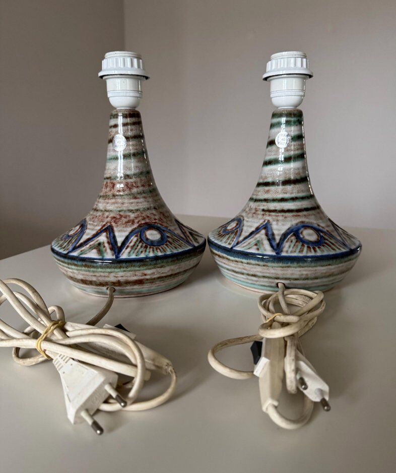 Lampes de table en grès du milieu du siècle de Søholm Stentøj, Danemark, années 1960, ensemble de 2