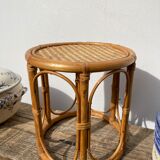 Table tasse d’appoint en rotin chevet guéridon en osier vintage ronde