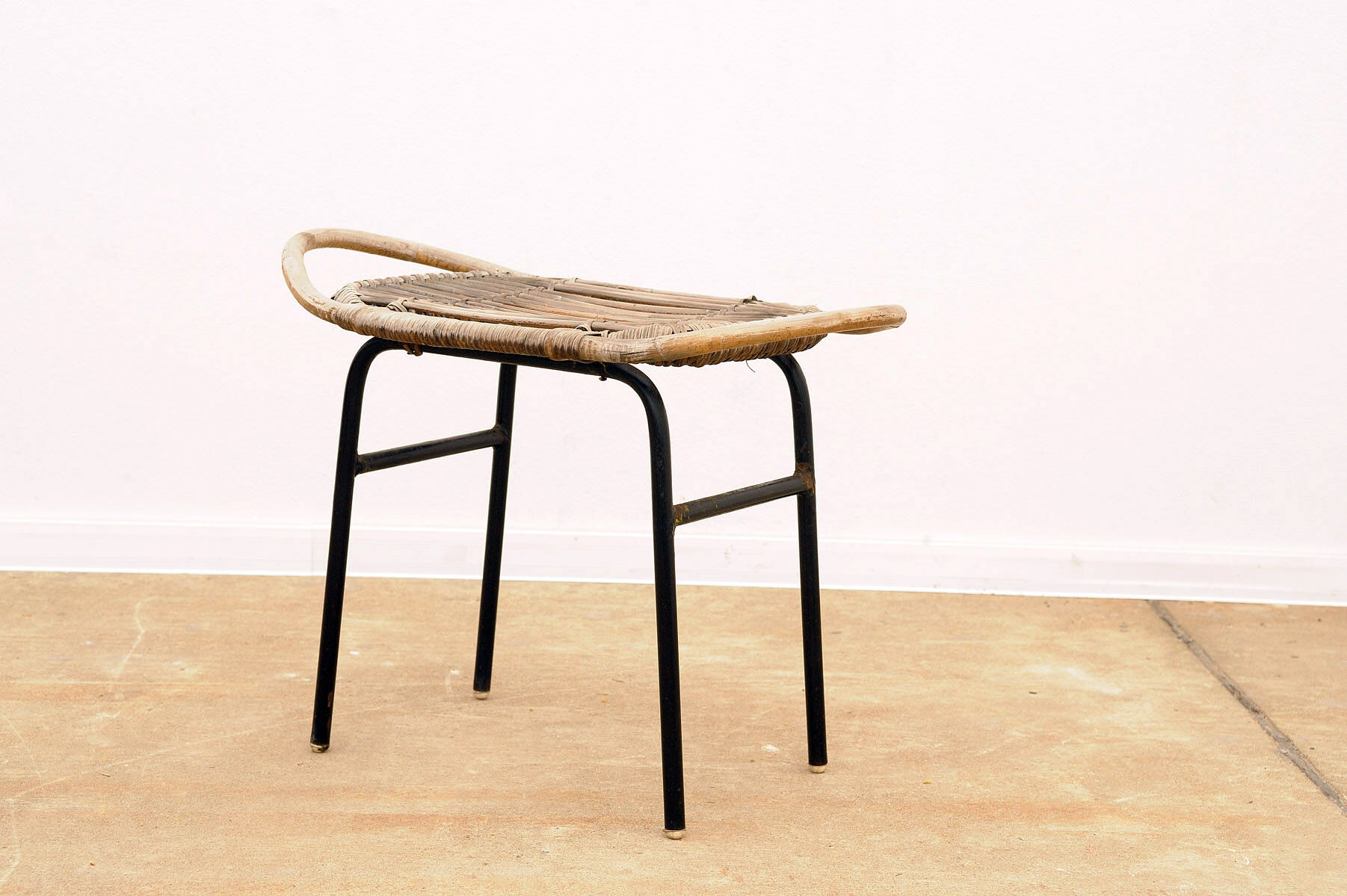 Mid century rattan stool by Alan Fuchs for Uluv 1960´s Czechoslovakia