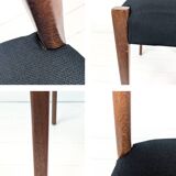 Lot de 2 chaises vintage Mid-Century en bois design danois assise noire sty