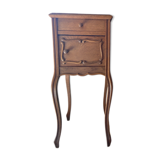 Bedside table Louis XV of the 1930s in walnut and marble top