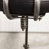 Pair of French Army telegraph operator's swivel chairs, new leather