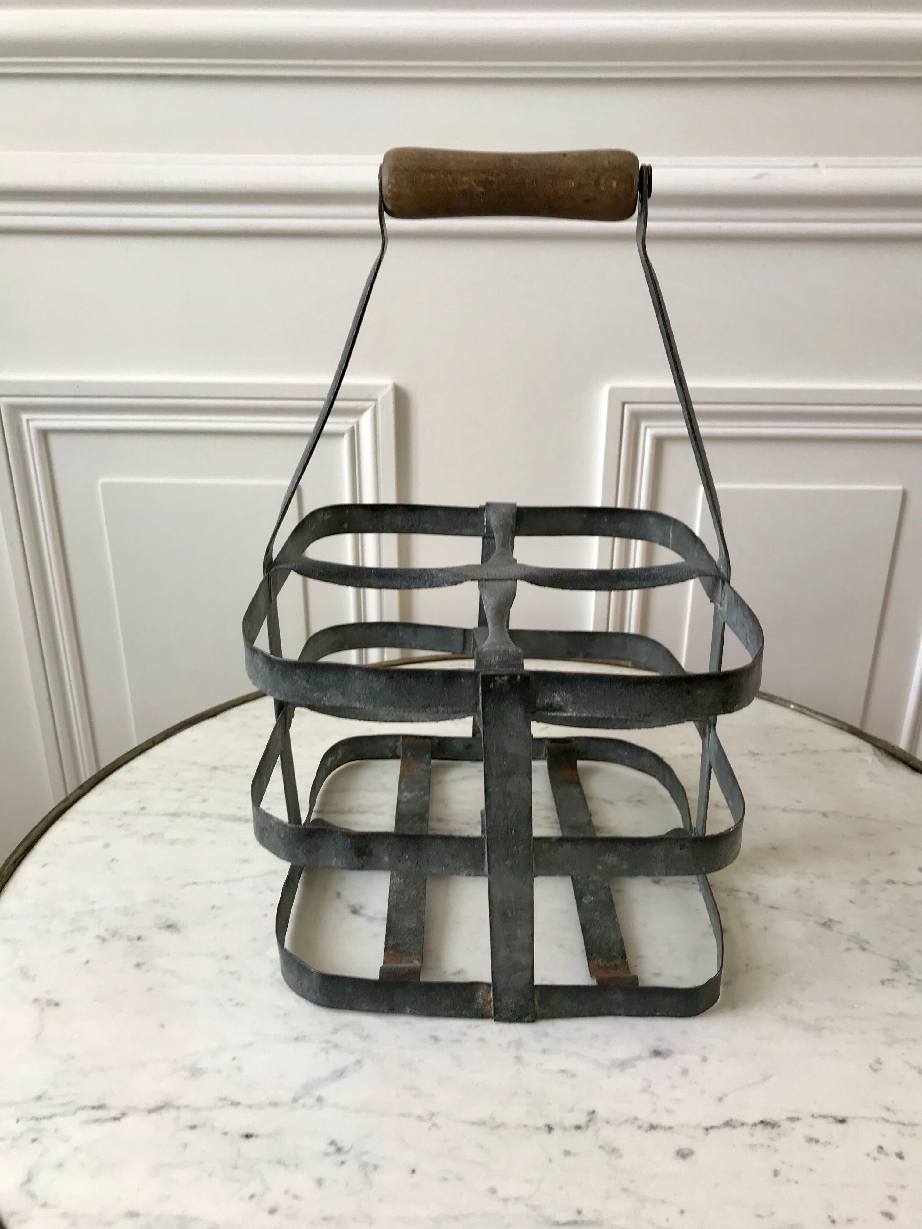 Antique zinc bottle holder