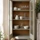 Renovated Art Deco display cabinet in grey-green.