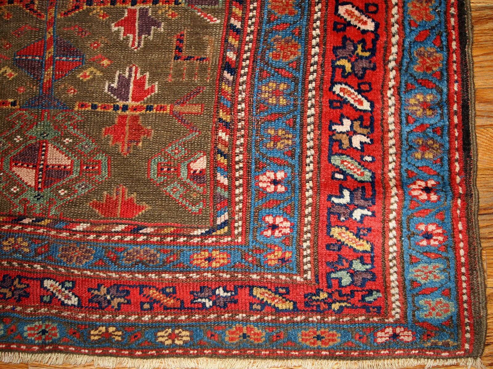 Handmade antique Persian Kurdish rug 122cm x 231cm 1880s - 1B415