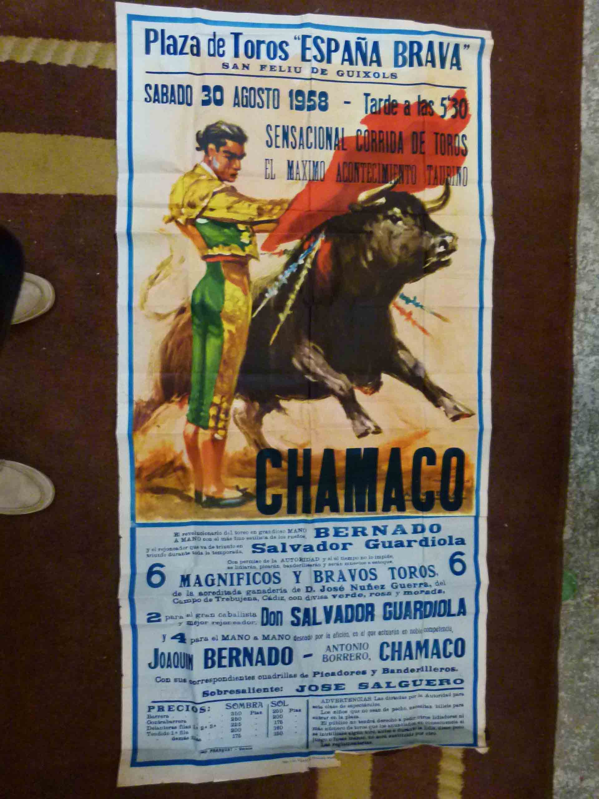 Affiche Bullfight Spain Brava 1958