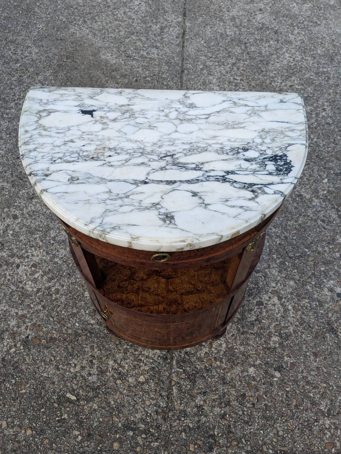 Antique Louis XVI style half-moon bedside table, occasional furniture