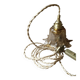 Amber tulip glass portable lamp, golden braided cord.