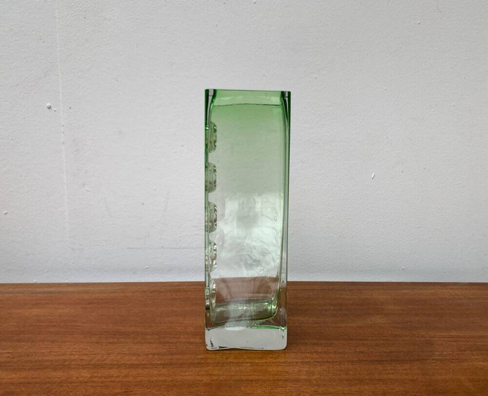 Brutalist glass block vase from the mid-century space age, 1960s
